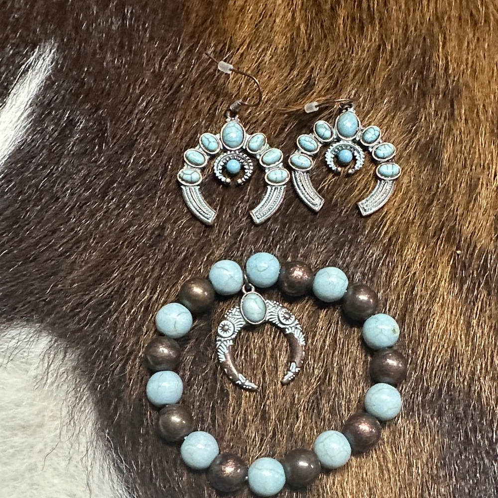 Shyanne Turquoise and Brown Bracelet Set